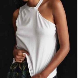 ANTHROPOLOGIE Asymmetrical Cutout Tank Cold Shoulder Women's XXS White EUC